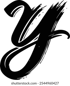 letter y  brush stroke typography coler black