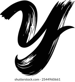 letter y  brush stroke typography coler black