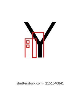 letter Y with building decoration vector logo design element