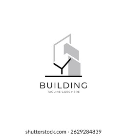 Letter Y building logo for architecture, construction and real estate company. Property logo template for your brand.
