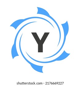 Letter Y Business and Corporate Logo Sign. Technology Logo Concept with Circle Vector Template