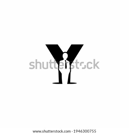 letter Y and business man vector logo illustration