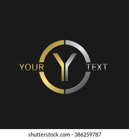 Letter Y Business round logo with golden and silver elements for your company brand