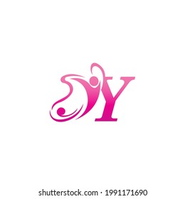 Letter Y butterfly and success human icon logo design illustration vector