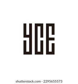 Letter y, c and E square, rectangles geometric symbol simple logo vector