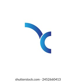 letter y and c fold simple vector logo symbol