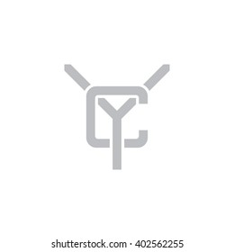 letter Y and C monogram logo gray