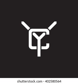 letter Y and C monogram logo white black background