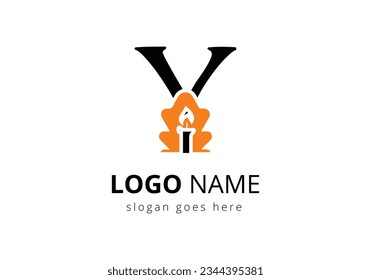 Letter Y With Candle Logo  Design Vector Template. For Event, Celebration and Party Symbol