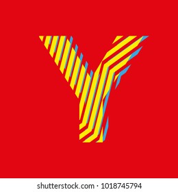 letter Y, capital letter for advertising or editable editorial use, vector texture with lines