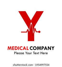 Letter y with cardiology symbol logo template illustration
