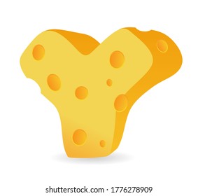 letter Y cartoon style cheese, vector illustration