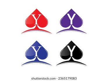 Letter Y Casino Logo Design Vector Template . Poker Casino Vegas Logo Template
