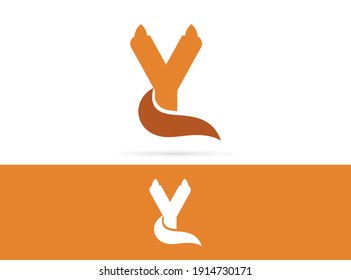 Letter Y cat logo design. Vector combination of animals and letter