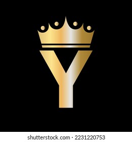 Letter Y Charity Crown Logo Design With Unit Symbol Vector Template