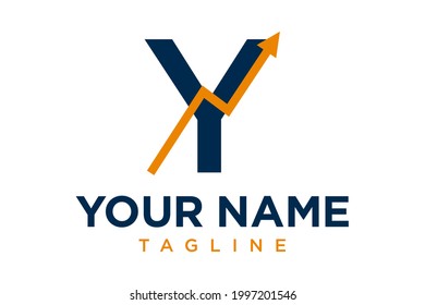 Letter Y with chart arrow up concept. Very suitable in various business purposes, also for icon, symbol, logo name and many more.