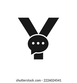 Letter Y Chat Communicate Logo Design Concept With Bubble Chat Symbol
