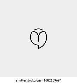 Vector de plantilla de diseño de logotipo de chat Y carta