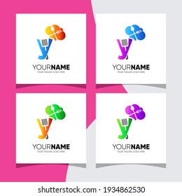 Letter Y Chef Hat with Kitchen Utensil Logo Design Vector Icon Graphic