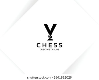 Letter Y chess logo design template. Monogram knight logo