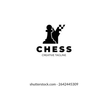 Letter Y chess logo design with pawn and chess board