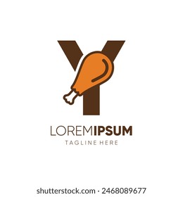 Letter Y Chicken Thighs Logo Design Vector Icon Graphic Emblem Symbol Illustration