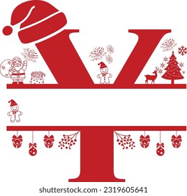 Letter Y, Y Christmas Monogram, Letter Y Silhouette with Christmas symbols, Christmas logo, Christmas Design for Print, Screen Print T-Shirt