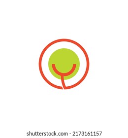 letter y circle green tree smile logo vector