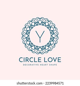 letter Y circle love decoration vector logo design