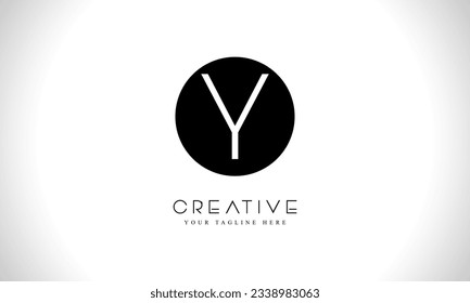 Letter Y circle shape logo design template with Black color