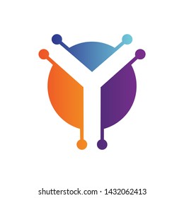 Letter Y in Circle Technology Logo Design