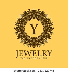 letter Y circular vintage border initial vector logo design