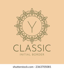 diseño del logotipo del vector de borde circular clásico de letra Y