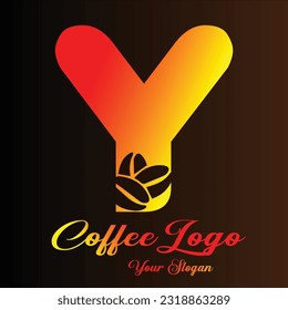 Letter Y Coffee Bean Minimalist Logo Style With Gradient.
