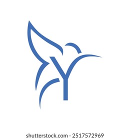 Letra Y Colibri Diseño de logotipos Icono de Vector Ilustración de símbolos de emblema gráfico