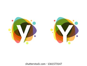 letter Y Colorful with ellipses intersection logo. Abstract  multicolored vector design template elements icon
