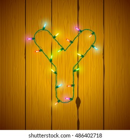 Letter Y Colorful Glowing Christmas Lights. Vector illustration