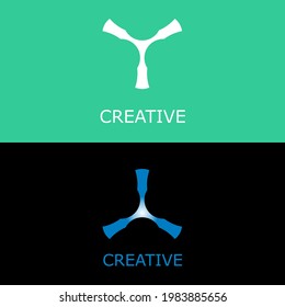 letter y and its colorful inversion creative flat logo design