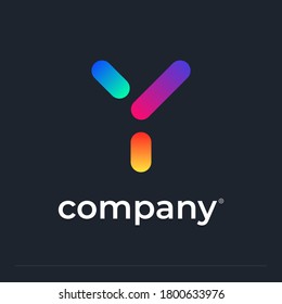 Letter Y colorful logo. Font style, vector design template elements for your application or corporate identity