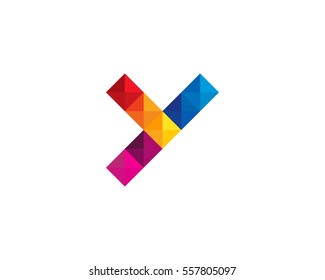 Letter Y Colorful Square Pixel Logo Design Element