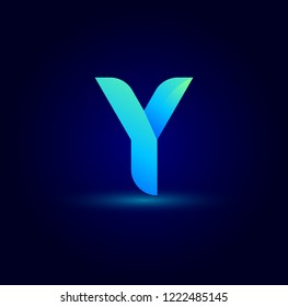 Letter Y Colorful Vector Logo Design. Icon Concept. Abstract Ribbons