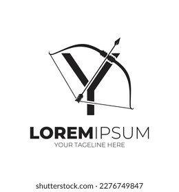 Letter Y Combine Arrow And Bow Logo Designs Vector Illustration Black Color