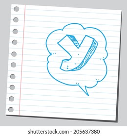 Letter Y in comic bubble 