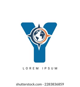 letra Y con logotipo de brújula, icono, símbolo, plantilla de diseño de ilustración