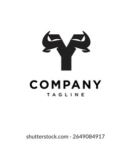 Letter Y Cow Horns Logo Icon Vector
