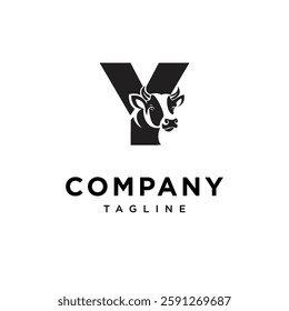 Letter Y Cow Logo Icon Vector