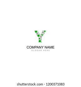 Letter Y created with circles vector logo design