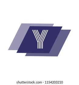 Letter Y. Creative logo of the letter and three chitrix of blue shades. Can be used for office, business, brand. Vector illustration.