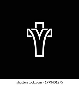 Letter Y Cross Logo for christian comunity