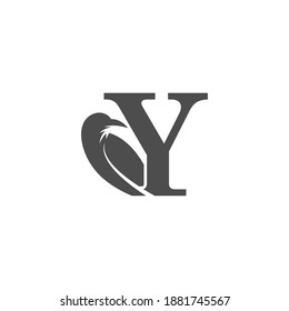 Letter Y and crow combination icon logo design vector
